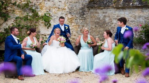 bridal party at caswell house in cotswolds