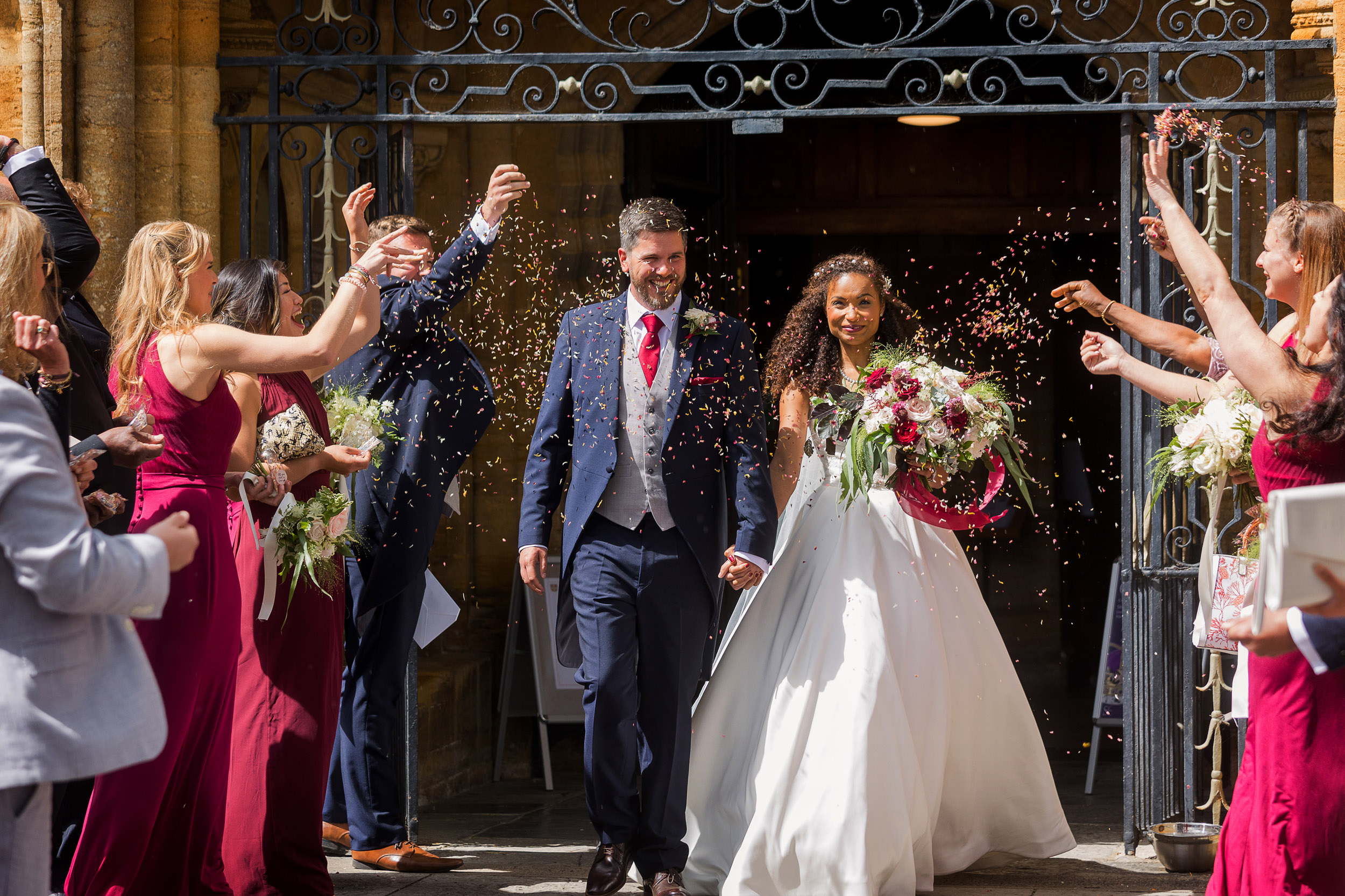 confetti shot in front of sherborne abbey