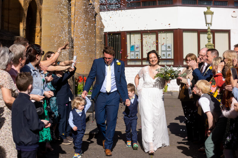 confetti shot in front of Taunton registry office